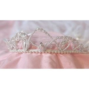 Communion Flower Girl Beaded Veil Head Piece Pearl Headband Sheer White Princess